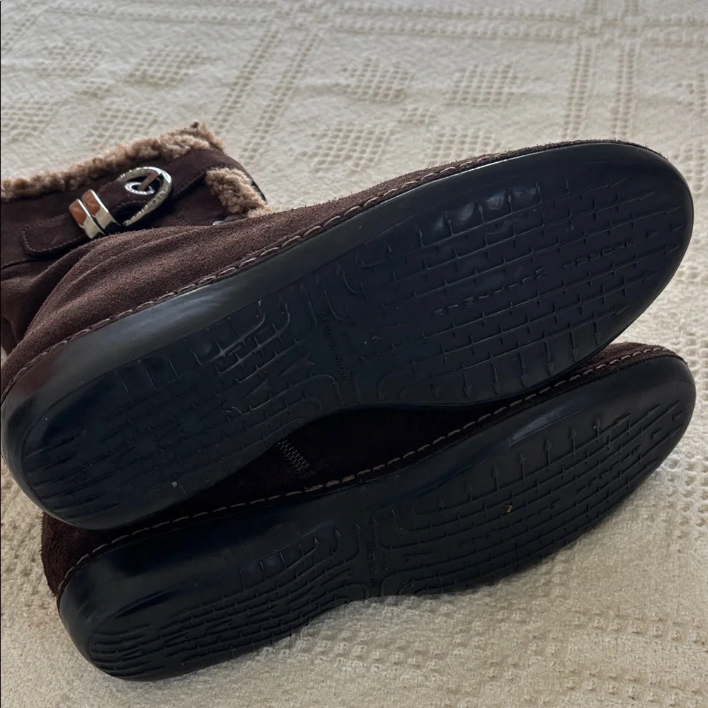 Stuart Weitzman ankle lace up faux shearling‎ fur fleece Suede winter boots Sz 8